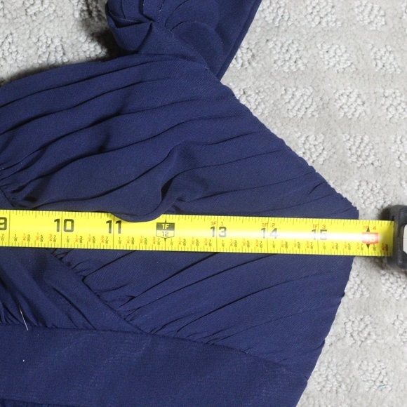 Alfred Angelo Navy Blue Chiffon Formal Mini Dress - Picture 4 of 6